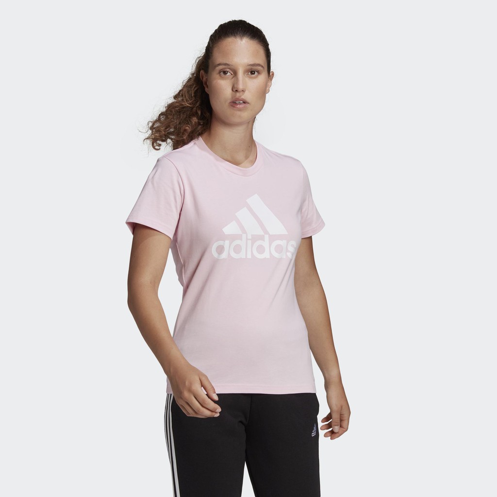 Adidas ESSENTIALS 女款粉色休閒短袖上衣-NO.GL0726