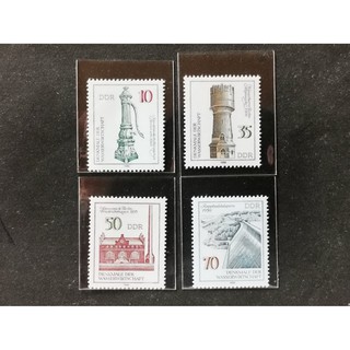 (C6218)德國1986年科技進步紀念碑 水塔 水壩 建築郵票4全