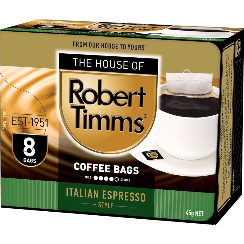 🌟即期商品🌟澳洲 Robert Timms 濾袋咖啡 黃金哥倫比亞 義式濃縮 摩卡肯亞 8入 義式 咖啡