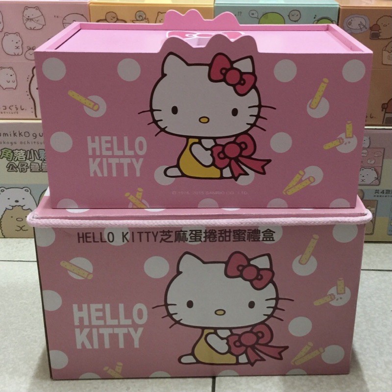 hello kitty芝麻蛋捲甜蜜禮盒 木製收納盒