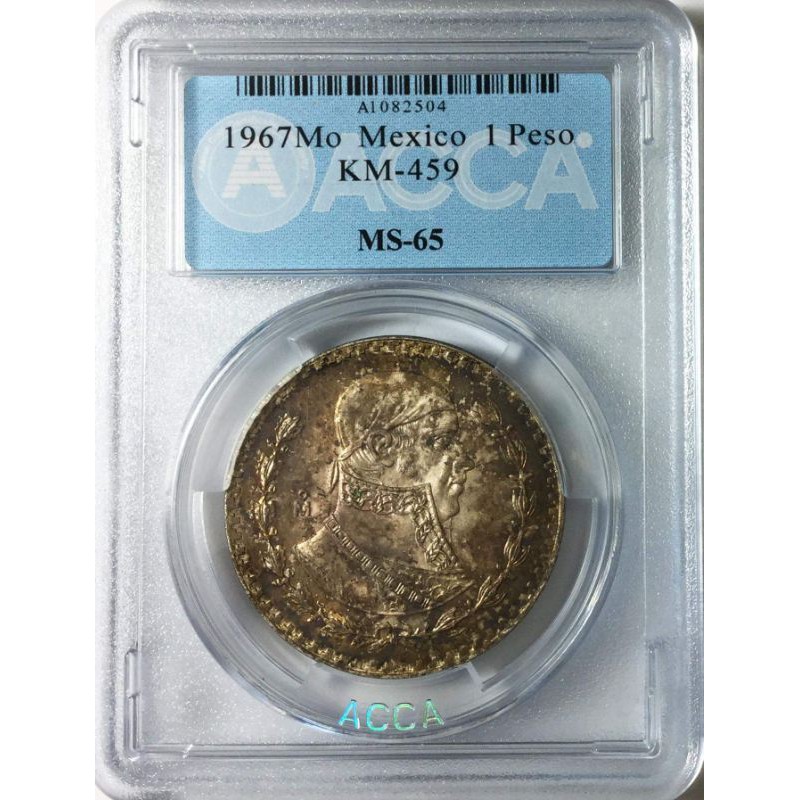 墨西哥 鷹揚 1Peso 銀幣，評級幣