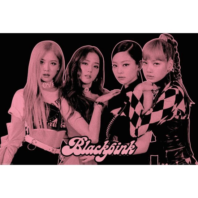 BLACKPINK - 韓國女子音樂組合 Jisoo,Jennie,Rosé,Lisa– Group Pink 進口海報