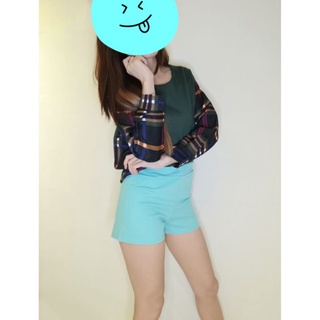👗衣物👗 二手 韓國 秋裝 衣服 上衣 長袖 綠色 全新 褲子 高腰 高腰褲 藍綠 短褲 KOREA