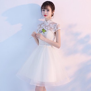 中式伴娘服2018新款夏季短款韓版聚會派對生日宴會小禮服連衣裙女 X0523