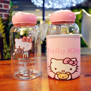 【桃子生活館】 Hello kitty玻璃杯 叮噹猫 果汁杯 牛奶瓶