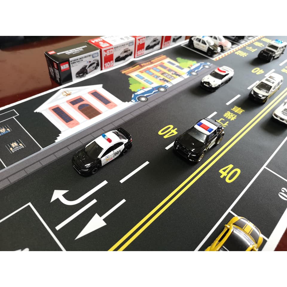 警察局道路 Tomica 小車 1:64 場景超大滑鼠車墊/桌墊/玩具墊/遊戲墊【1/64模型車場景】