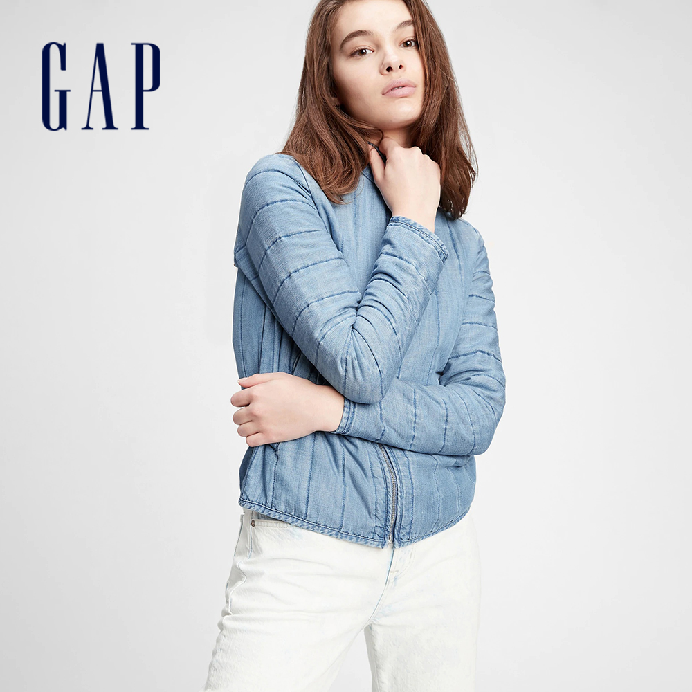 Gap 女裝 牛仔色短版外套-淺靛藍(673466)