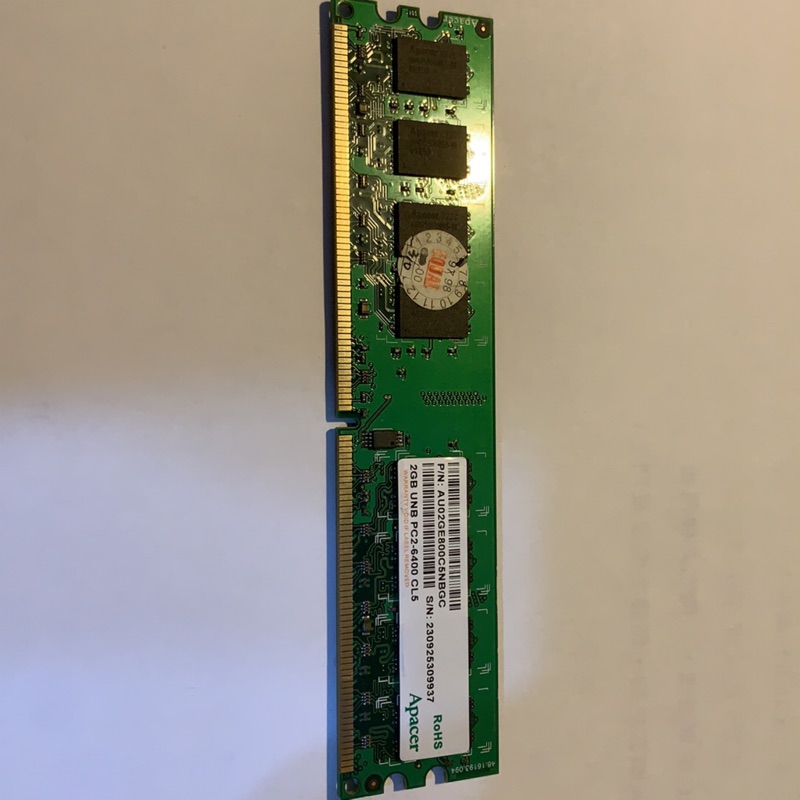 APACER 2GB 2G DDR2-800 雙面 UNB PC2-6400 CL5
