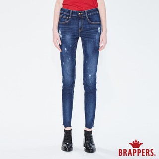 BRAPPERS 女款 新美腳ROYAL系列-彈性褲口不規則波浪窄管褲-藍