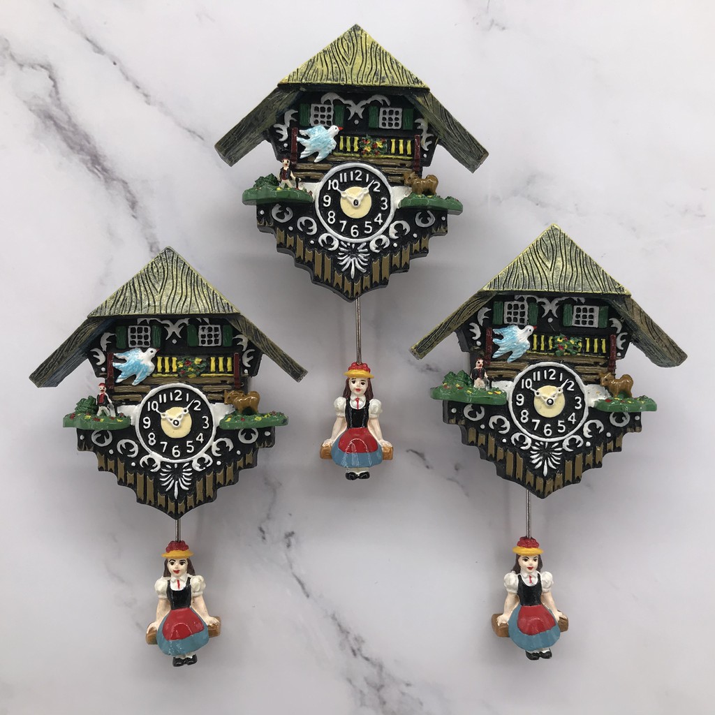 【AJ】咕咕鐘造型磁鐵 歐洲木屋 傳統女孩擺飾 poly磁鐵 樹脂冰箱貼 // 立體 仿真 居家裝飾 旅遊紀念品