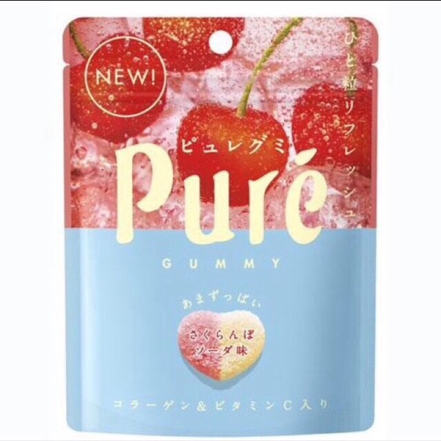 （現貨出清）日本製Pure愛心軟糖 櫻桃汽水 果汁口味