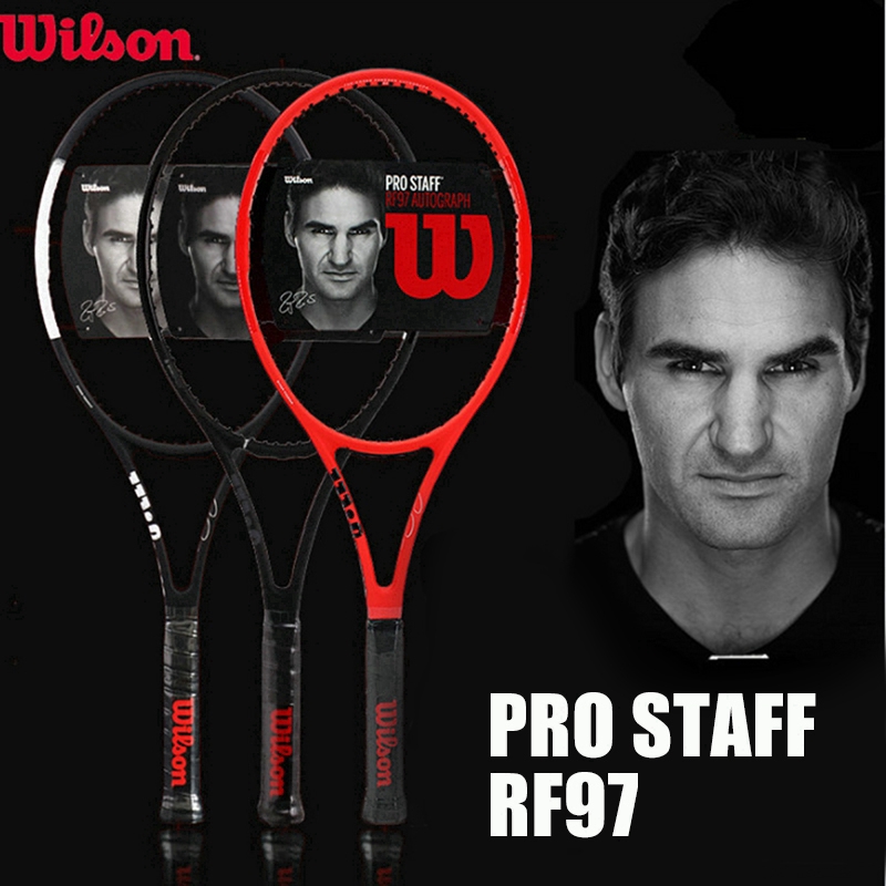 WILSON 威爾遜網球拍專業工作人員 Rf97 費德簽名紅色黑色專業訓練全碳帶弦