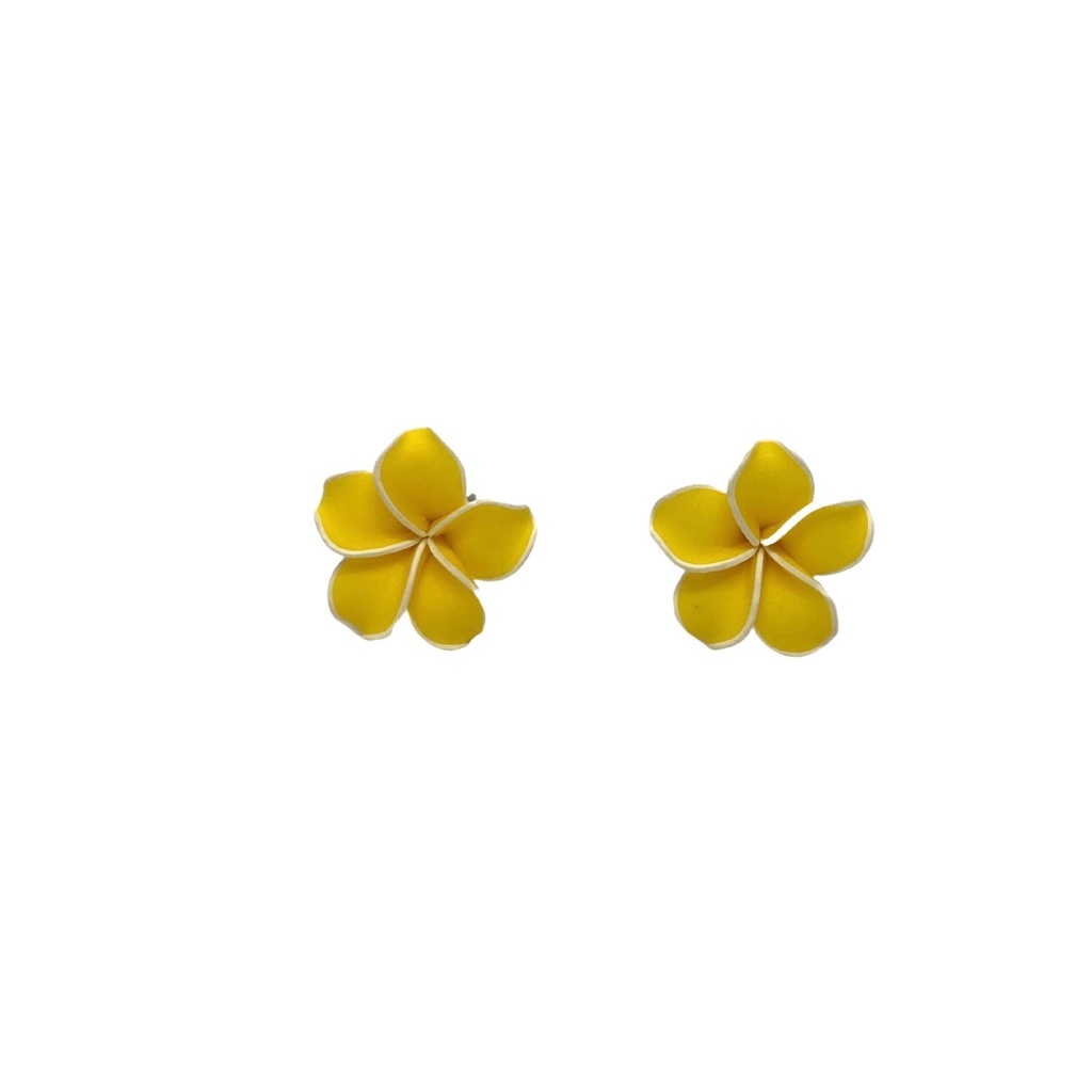 Fimo Plumeria Flower Earring 海島風 雞蛋花耳環 (軟陶) 夏威夷進口 全新