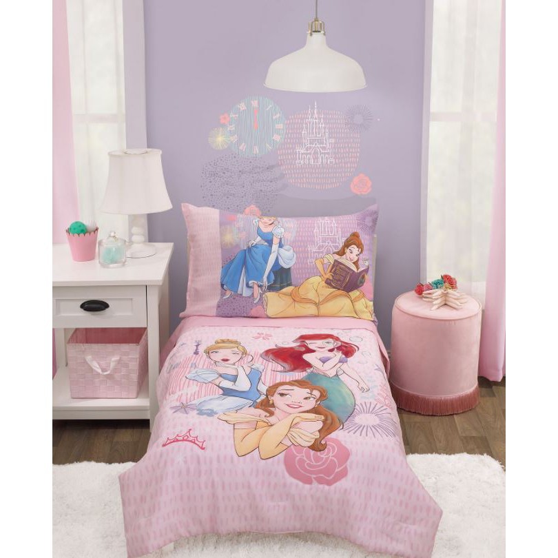 👍正版空運👍 美國迪士尼 小美人魚 灰姑娘 貝兒公主 公主 兒童床組 棉被 枕頭套 床包 床單 -美國代購