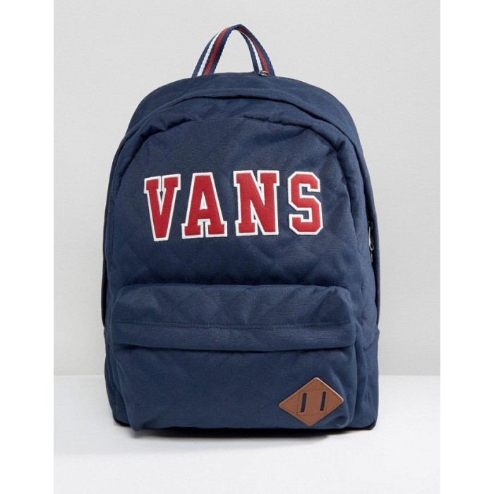 【T4H】Vans Old Skool Plus Backpack 藍色 菱格紋 豬鼻 男女 百搭 後背包 【現貨】