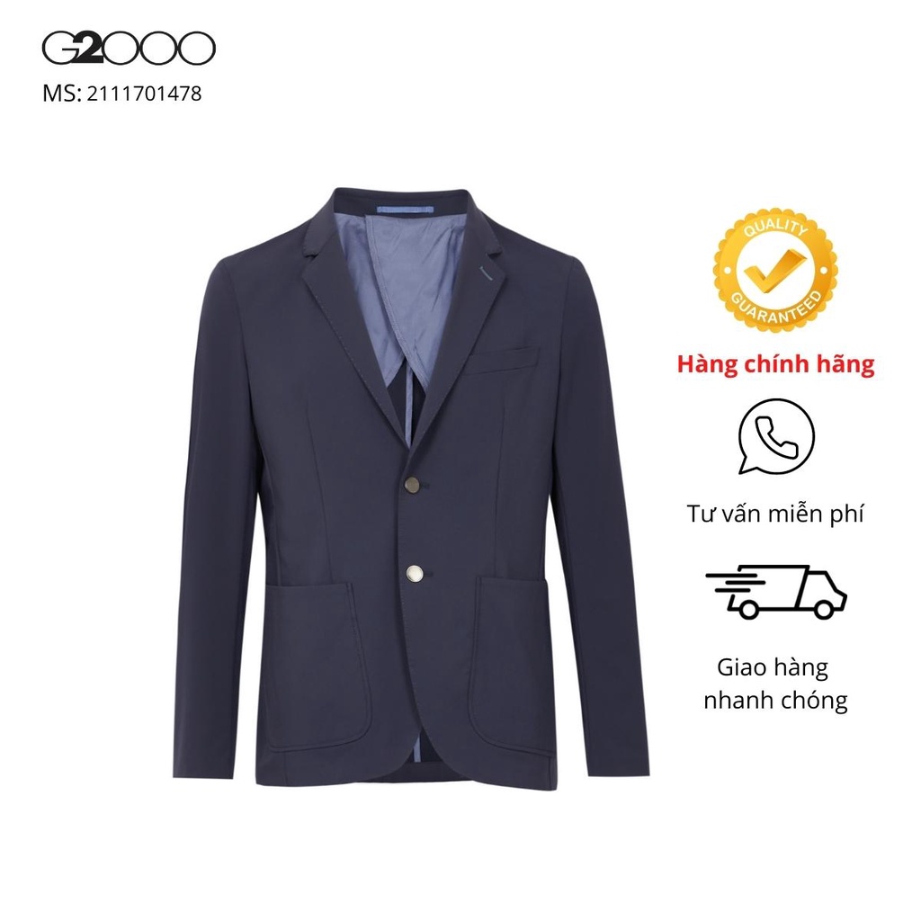 男士夾克(西裝外套)寬鬆版型 G2000 黑色藍色 - PK:鈕扣