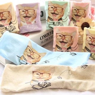 ❤ My Dear 貼身衣物小舖 ❤ 可愛眼鏡貓咪純棉內褲-3763