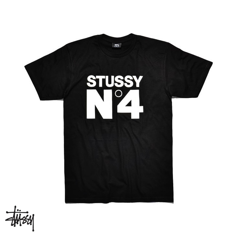 Stussy No.4 黑 短袖T恤 休閒 印花 字母 上衣 短T 美牌 基本款 Logo