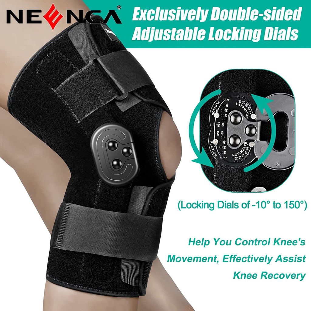 Neenca 鉸鏈護膝帶側穩定器可調節護膝,適用於膝蓋疼痛關節炎 ACL PCL 半月板撕裂