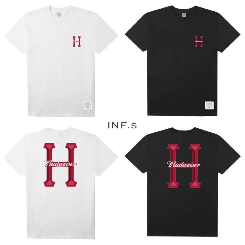 《INF.s》HUF x Budweiser Classic H T-Shirt 百威 聯名 (白/黑）