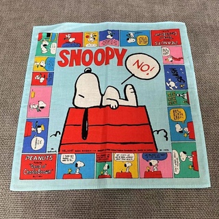 🌷荳荳尋寶屋🌷739 日本製 全新 復古 SNOOPY 史努比 天藍色 手帕 方巾 百分百 純綿 超過20年收藏