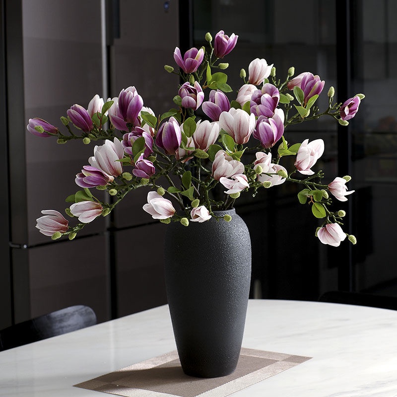 ♥❤高檔3D手感含苞玉蘭花仿真花束客廳餐桌假花擺件裝飾花藝插花擺設