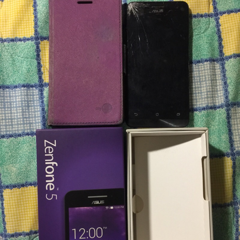 Asus Zenfone 5 紫色零件機+抽獎品滑鼠+usb燈+轉接頭