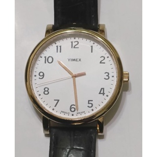 TIMEX天美時 復古數字刻度腕錶–白面金殼