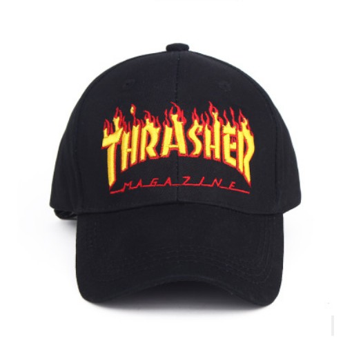 THRASHER CAP 字母印花 火焰立體刺繡 鴨舌帽 棒球帽 刺繡老帽 老帽 街頭 情侶帽 遮陽帽 男女同款