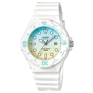 【CASIO】雙色漸層運動潛水風格腕錶-白X青X黃(LRW-200H-2E2)正版宏崑公司貨