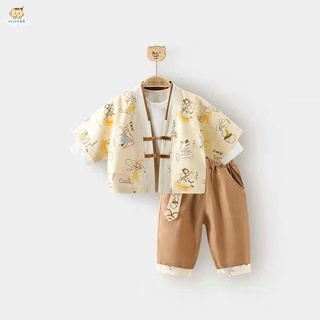 男童唐裝 兒童中國風 兒童國風套裝春季寶寶漢服男女童古裝國潮夏裝衣服嬰兒潮服兩件套
