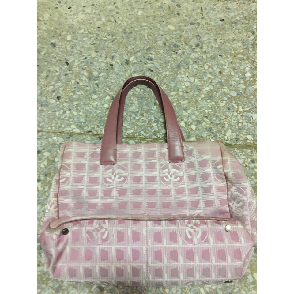 CHANEL TOTE 香奈兒粉色緹花布肩背包