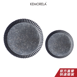 KEMORELA 單個手工製作的複古古董金屬羅紋圓形鍛鐵儲物托盤適用於家庭教堂婚禮