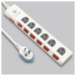 威電 過載斷電7開6座電源線組 延長線 CK3761 125V 15A 輕鬆拔薄型插頭 新式無焊點結構 -【便利網】
