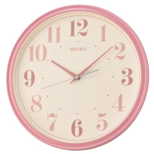 SEIKO   QXA740R 經典掛鐘 滑動式秒針 塑膠外殼 米白x粉  全新品 保固一年 開發票 國隆手錶專賣店