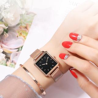 韓國時尚女錶 休閒潮流腕錶 金屬鏈帶方塊手錶 不鏽鋼手錶 精品手錶 女錶 奢華石英手錶 優雅女士手錶 交換禮物 情侶手錶