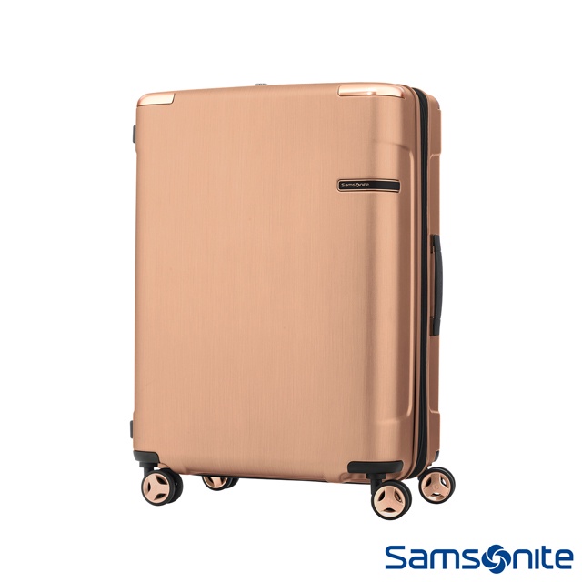 全新 Samsonite 新秀麗 EVOA 拉絲光澤防盜拉鍊抗震輪TSA行李箱 PC+ABS 20吋 玫瑰金色 拉桿行李