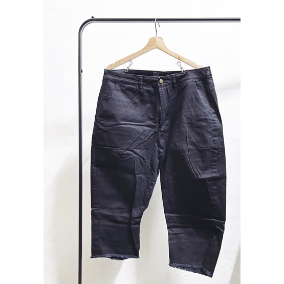 [二手衣物]plain-me COP 4007 重磅斜紋不收邊寬版 長褲 黑色 L