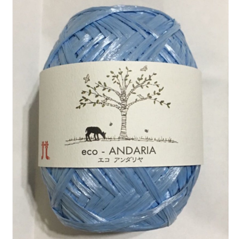Eco Andaria．編織紙線/紙繩帽～色番41eco-ANDARIA紙線41水藍色和粉色各四顆