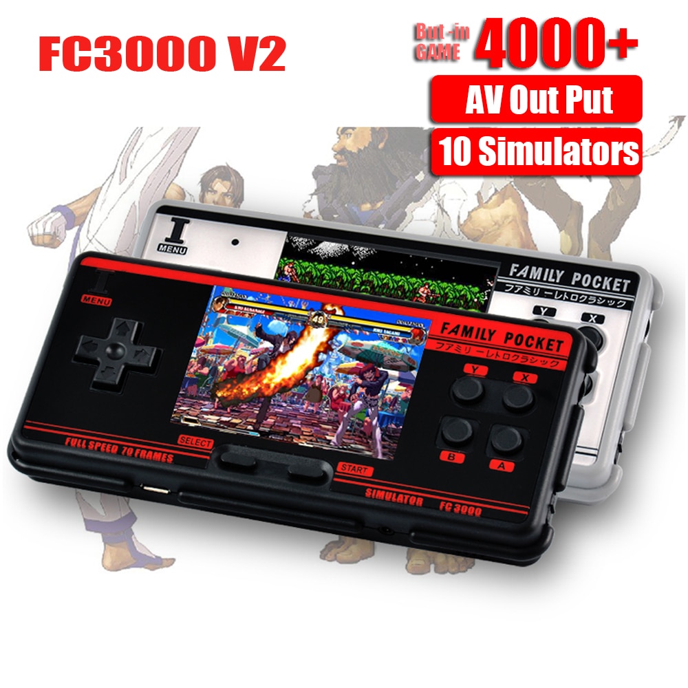 Fc3000 V2復古掌上游戲機內置4000+經典遊戲便攜遊戲機支持10種格式遊戲AV輸出