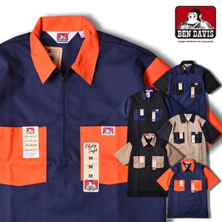 BEN DAVIS HALF ZIP SLEEVE SHIRT 拼接 半門襟 拉鍊 襯衫 BD019