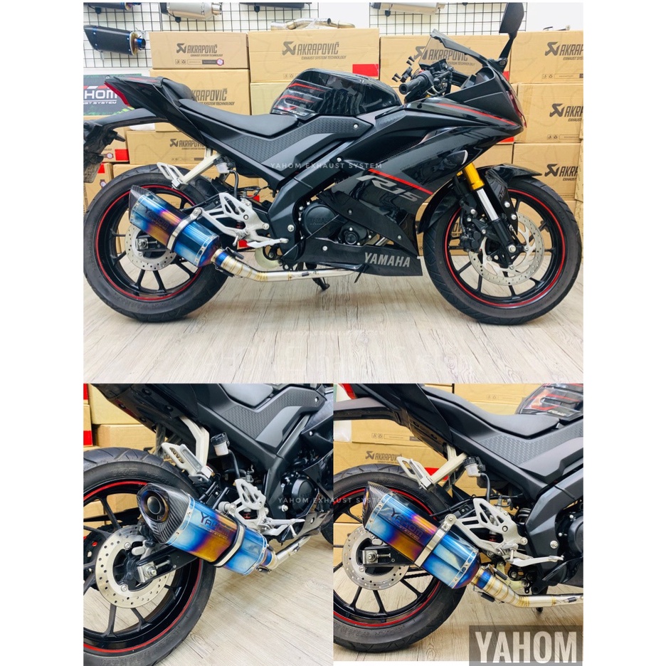 (YAHOM)合格驗噪音 R15V3 MT15 YZF-R15 全段六角斜口排氣管 卡夢管 鈦管 /碳纖維出口R15V4