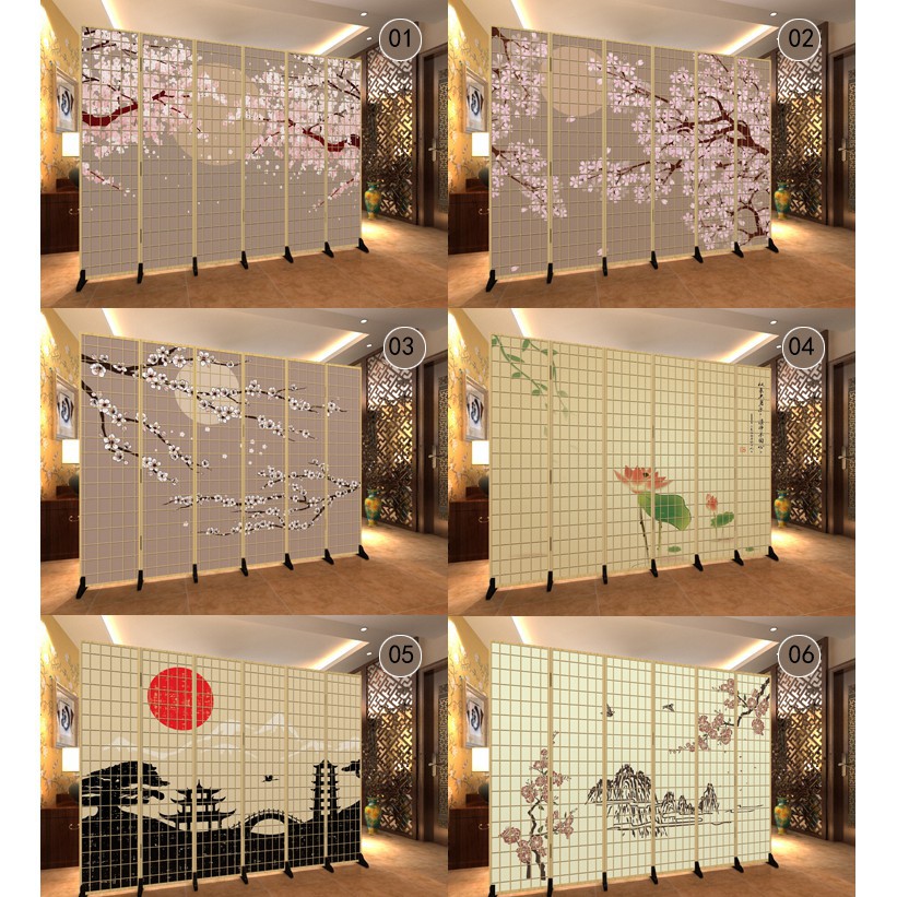 現貨推薦 定制日式屏風和風櫻花仿木紋格子時尚客廳餐烤料理店折疊美容隔斷布藝 蝦皮購物