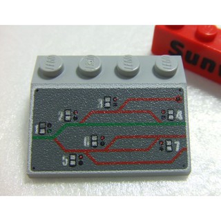 【積木2010】樂高 LEGO 淺灰色 火車 路線圖 儀表板 / 3X4 斜面積木 3297px22 (U-05)