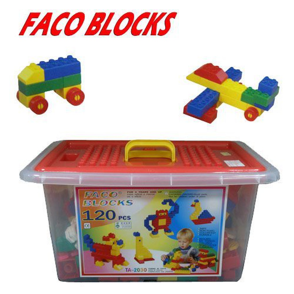 【MR W】FACO 120片 積木 積木桶 大顆粒積木 積木收納桶 樂高 ST安全玩具 台灣製造