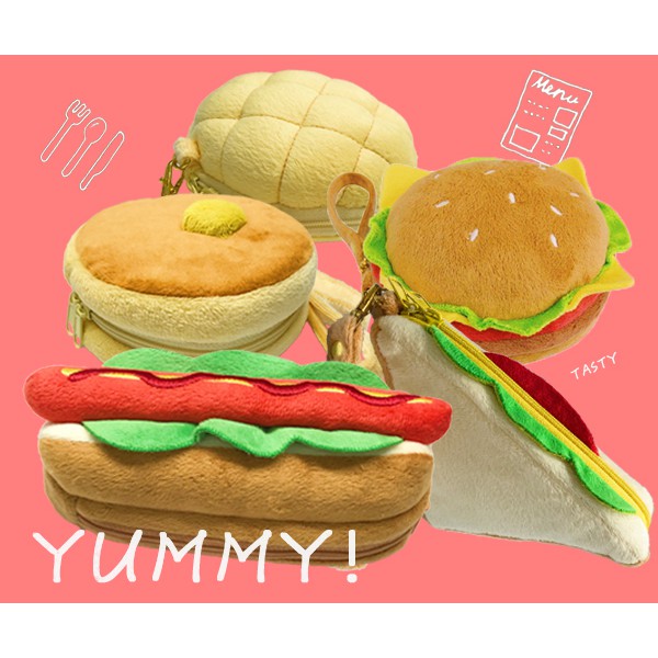 食物系列 造型多功能包 吐司 熱狗🌭️三明治🥪漢堡🍔鬆餅🥞收納包 化妝包 小物包 筆袋