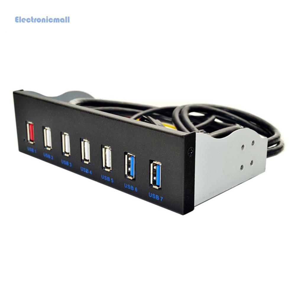 ElectronicMall01* 主板USB拓展光驅位前置面板 5.25寸7口HUB 19PIN轉2口USB3.0+4
