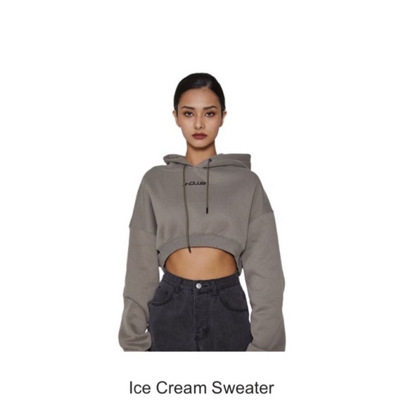 全新 灰s yuyu active ice cream sweater  短版帽t