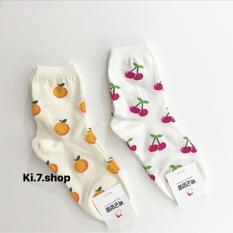 現貨 🇰🇷 水果系列 櫻桃 橘子 🍊🍒 🧦 長襪