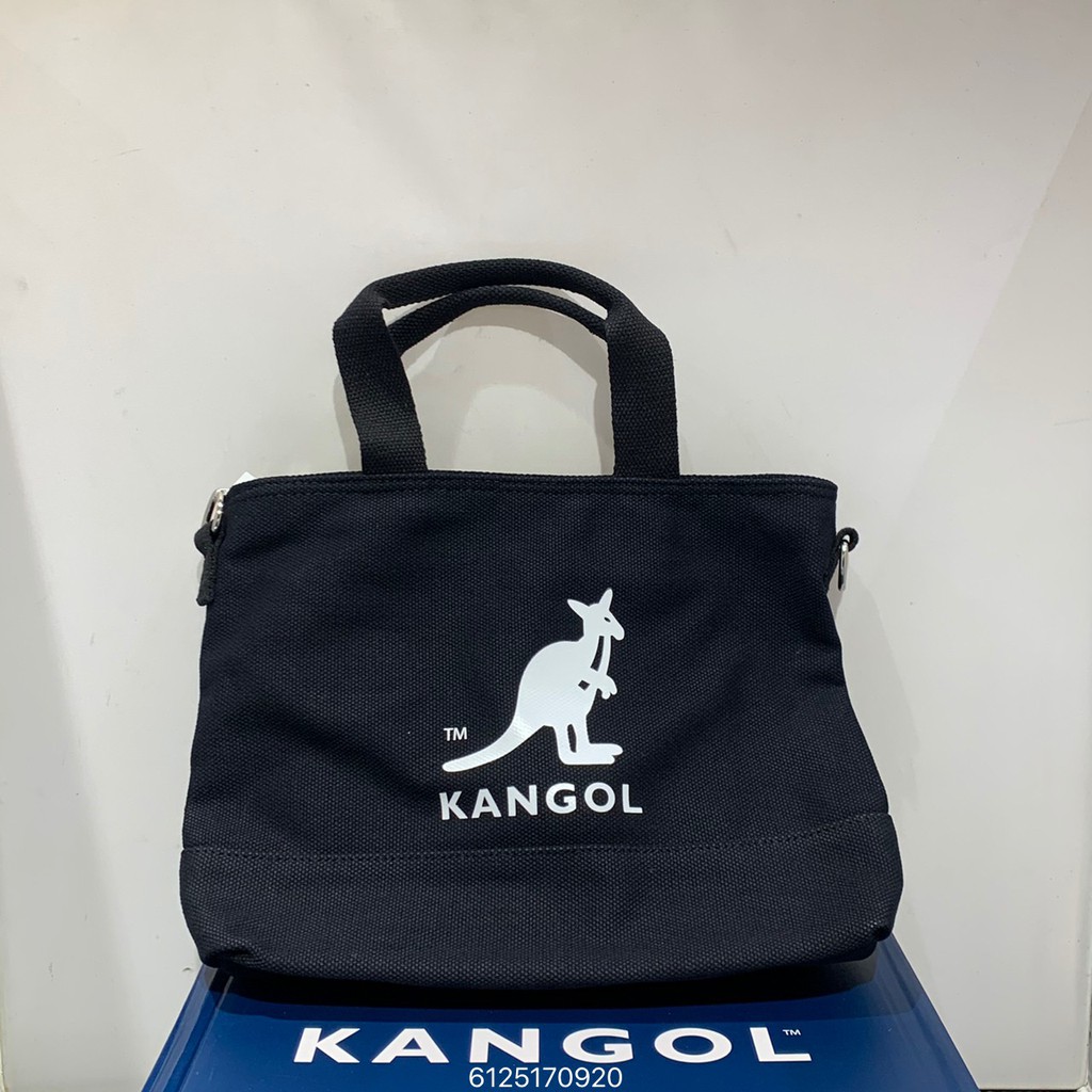 KANGOL Tote Bag 黑色格紋帆布側背包 6125170920